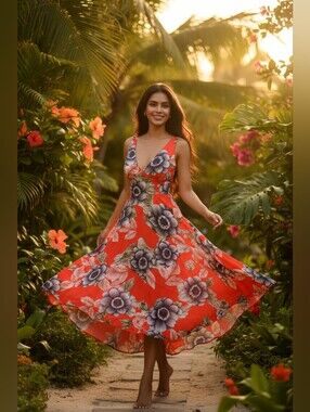 Sundress multicolored summer Beach size L